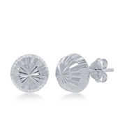 Bella Silver Sterling Silver Diamond-Cut Half Bead Stud Earrings