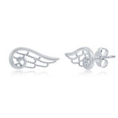 Bella Silver Sterling Silver Angel Wing Stud Earrings