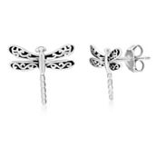Bella Silver Sterling Silver Oxidized Dragonfly Studs