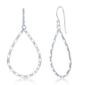 Bella Silver Sterling Silver Hammered Pear Shaped Earrings