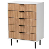 Baxton Studio Karima White and Brown Wood 5-Drawer Storage Cabinet