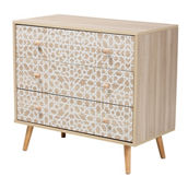 Baxton Studio Beau White and Oak Brown Finished Wood 3-Drawer Storage Cabinet