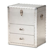 Baxton Studio Serge Silver Metal 2-Drawer Accent Storage Cabinet
