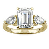 Charles & Colvard 3.38cttw Moissanite Emerald Cut Engagement Ring in 14k White Gold