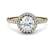 Charles & Colvard 1.30cttw Moissanite Halo Engagement Ring in 14k Yellow Gold