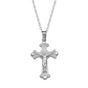 Bella Silver, Sterling Silver Designed Cross with Figure Pendant Necklace