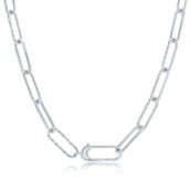 Bella Silver, Sterling Silver Alternating Rope Design & Polished Paperclip Necklace