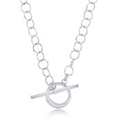 Bella Silver, Sterling Silver Cable Link Circle Toggle Necklace