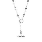 Bella Silver, Sterling Silver, Designed Paperclip Toggle Necklace