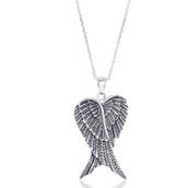 Bella Silver, Sterling Silver Pair of Angel Wings Pendant Necklace