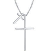 Bella Silver, Sterling Silver Double Cross Necklace