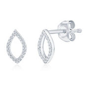 Diamonds D'Argento Sterling Silver Marquise Diamond Stud Earrings - (40 Stones)