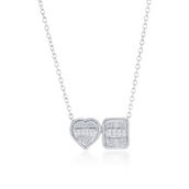 Diamonds D'Argento Sterling Silver Heart & Emerald-Cut Diamond Necklace 48 Stones