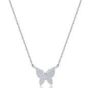 Diamonds D'Argento  Sterling Silver Butterfly Diamond Necklace - (75 Stones)