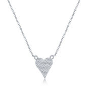 Diamonds D'Argento  Sterling Silver Heart Design Diamond Necklace - (107 Stones)