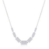 Diamonds D'Argento Sterling Silver Rectangle Graduating Diamond Necklace 152 Stones