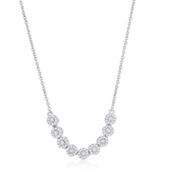 Diamonds D'Argento Sterling Silver Round Halo Diamond Necklace (99 Stones)