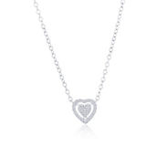 Diamonds D'Argento Sterling Silver Halo Heart Diamond Necklace (35 Stones)