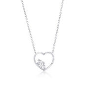 Diamonds D'Argento Sterling Silver Multi-Shaped Diamond Heart Necklace 19 Stones