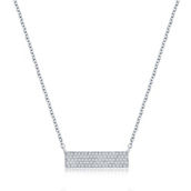 Diamonds D'Argento  Sterling Silver Rectangle Bar Diamond Necklace - (87 Stones)