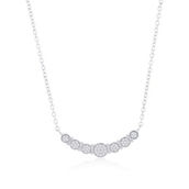 Diamonds D'Argento Sterling Silver Round Curved Bar Diamond Necklace (50 Stones)