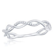 Diamonds D'Argento Sterling Silver Open Intertwined Diamond Ring - (53 Stones)