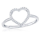 Diamonds D'Argento Sterling Silver Open Heart Diamond Ring - (32 Stones)