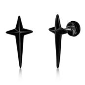 Metallo Stainless Steel Cross Style Earrings - Black Plated