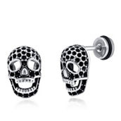 Metallo Stainless Steel Skull Stud Earrings