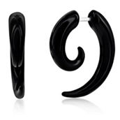 Metallo Stainless Steel Black PVC Horn Design Earring