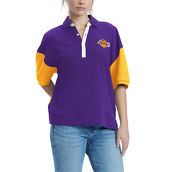 Tommy Jeans Women's Purple Los Angeles Lakers Taya Puff Sleeve Pique Polo Shirt
