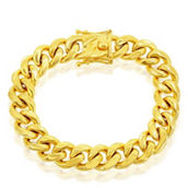 Metallo Stainless Steel 14mm Miami Cuban Link Bracelet - Gold Plated