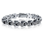 Metallo Stainless Steel Oxidized Dragon Bracelet