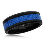 Black Tungsten Ring - Blue Carbon Fiber