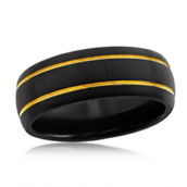 Black and Gold Double Stripe Tungsten Ring