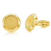 Stainkess Steel, Brushed & Polished Cuff Links - Gold Plated