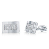 Stainless Steel, Rectangle CZ Cuff Links