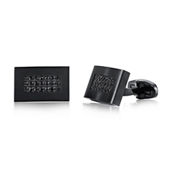 Stainless Steel, Rectangle CZ Cuff Links - Black Plated