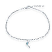 Caribbean Treasures Sterling Silver Larimar Dolphin Anklet