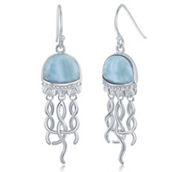 Caribbean Treasures Sterling Silver Jellyfish Larimar Earrings