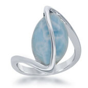 Caribbean Treasures Sterling Silver Oval Larimar Twisted Ring