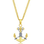 Metallo Stainless Steel Gold & Silver Anchor Necklace
