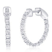Diamonds D'Argento Sterling Silver Inside-Outside Diamond Hoop Earrings