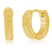 Metallo Stainless Steel Textured Huggie Earrings - Gold Plated