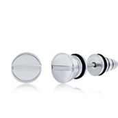 Metallo Stainless Steel 8mm Screw Design Stud Earrings