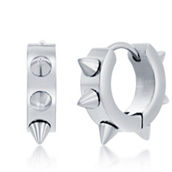Metallo Stainless Steel 19mm Spike Huggie Hoop Earrings