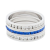 Sterling Silver Crystal Birthstone Eternity Ring Set