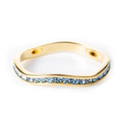 18K Gold over Sterling Silver Crystal Birthstone Stackable Wave Ring