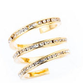 Gold Plated Clear Crystal Spiral Ring