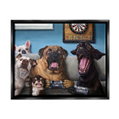 Stupell Black Floater Framed Funny Dogs Playing Video Games, 17x21